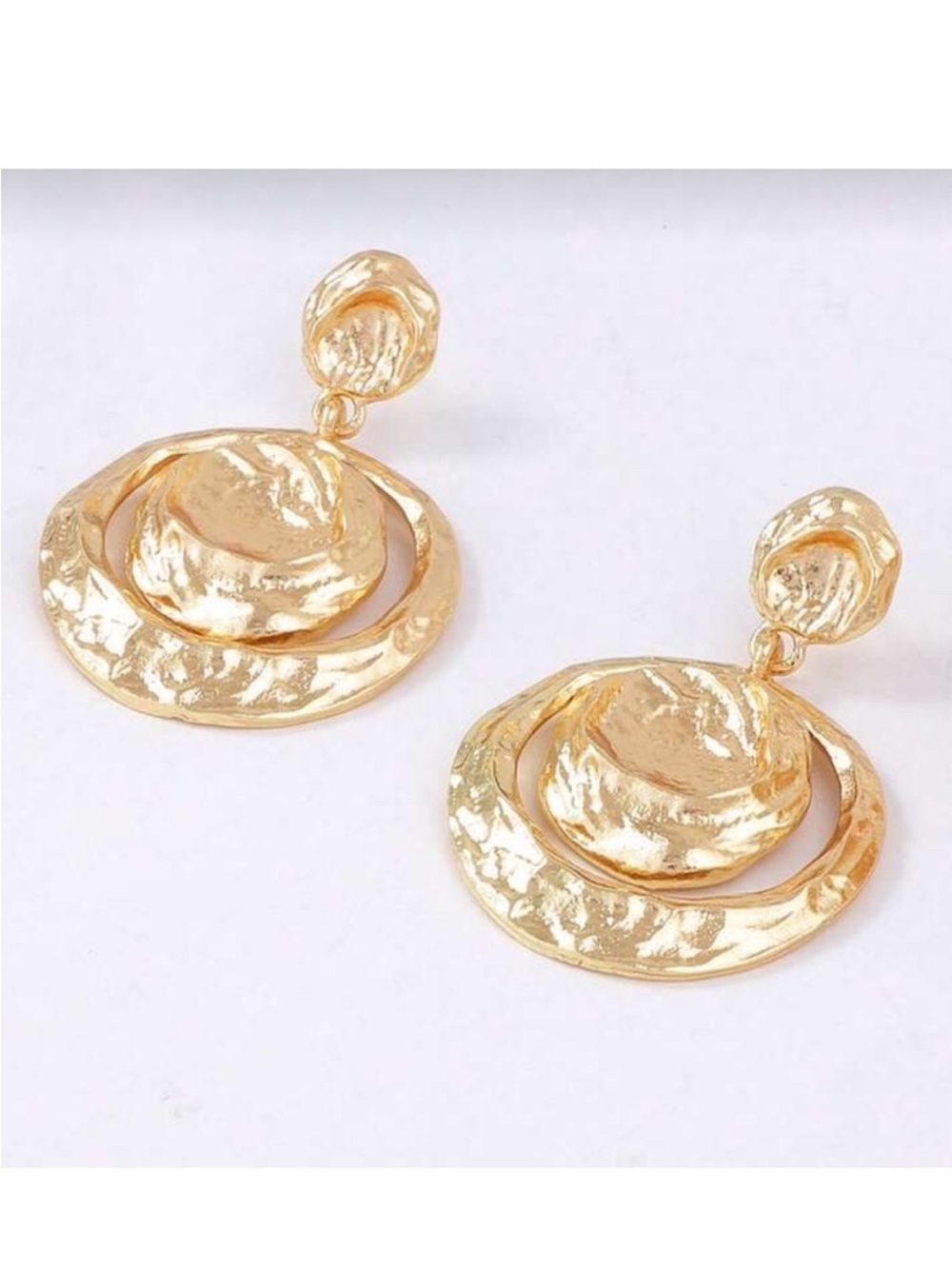 Zara Gold Textured Hoop Drop Earrings